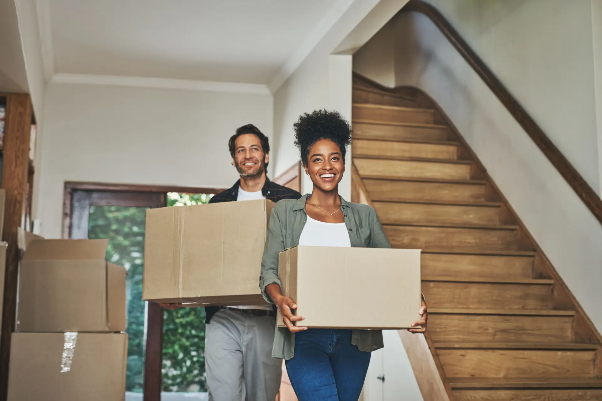 Homebuyers moving into a residence